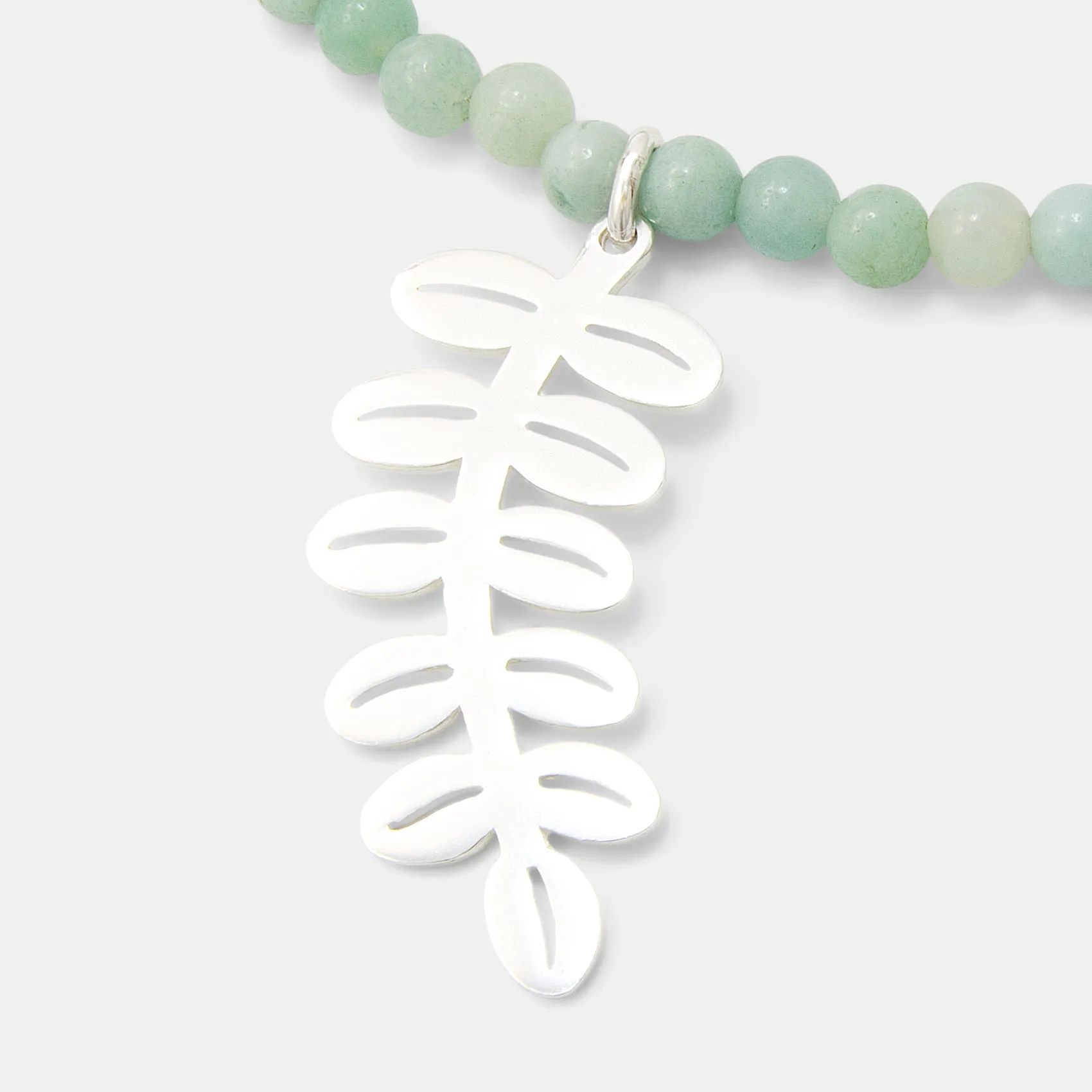 Silver Dollar Leaves on Amazonite Beaded Necklace