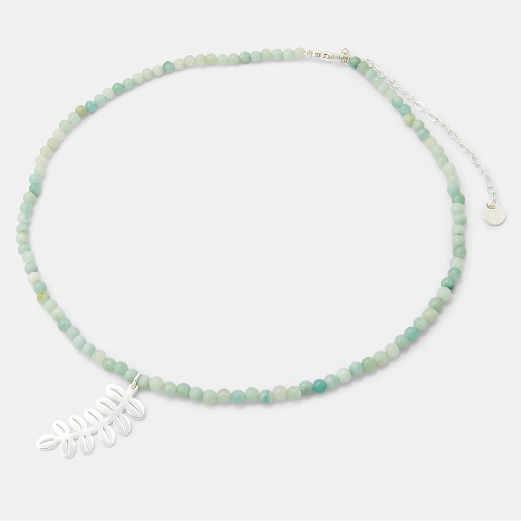 Silver Dollar Leaves on Amazonite Beaded Necklace