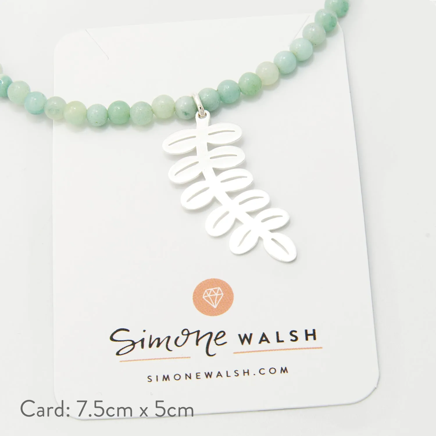 Silver Dollar Leaves on Amazonite Beaded Necklace