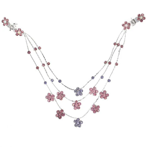 Silver Finish Rhinestone Plum Princess Headlace Browband w/ Claws