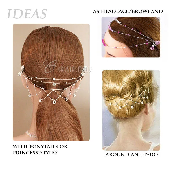 Silver Finish Rhinestone Plum Princess Headlace Browband w/ Claws