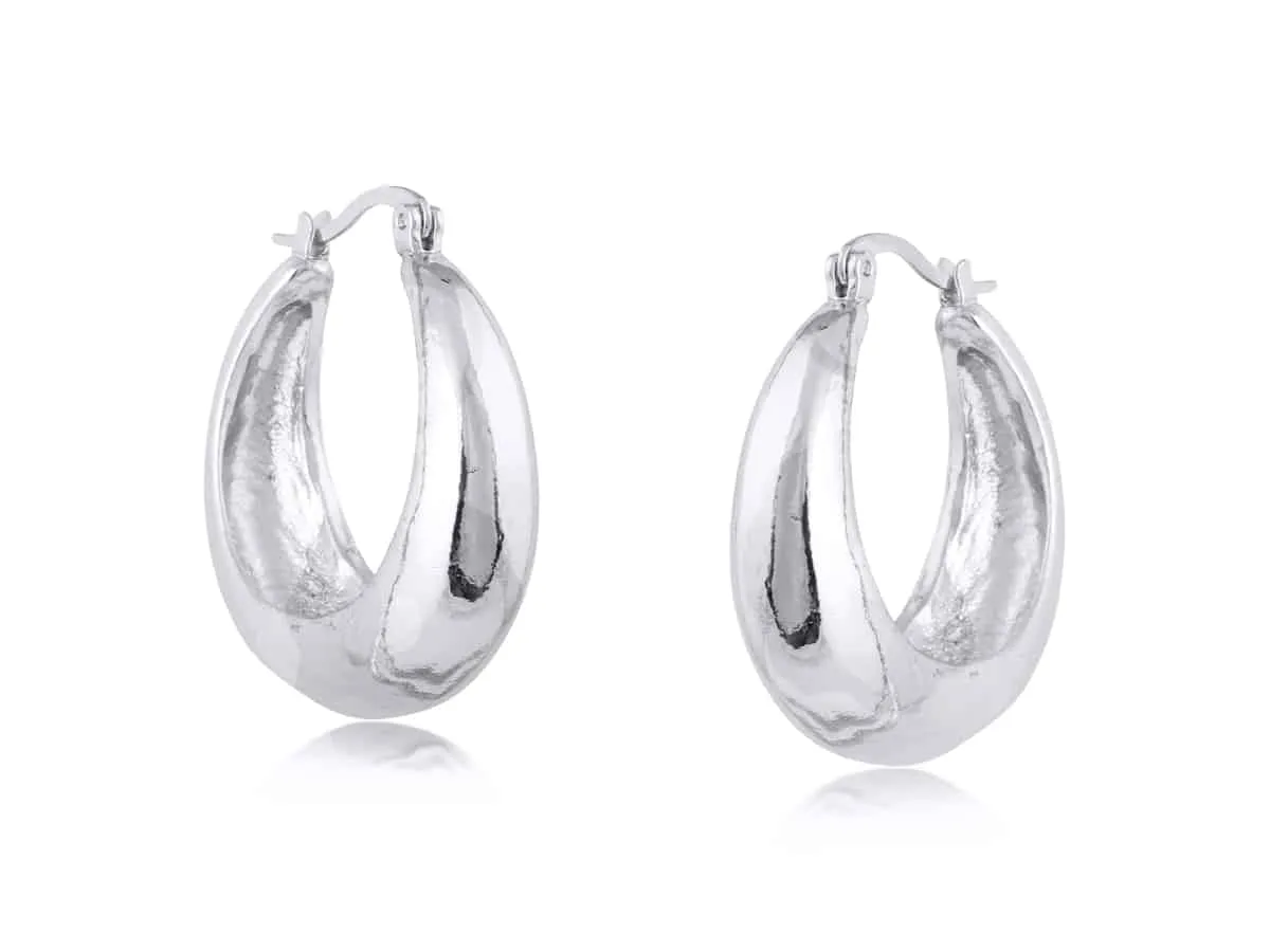 Silver Organic Shape Hoops
