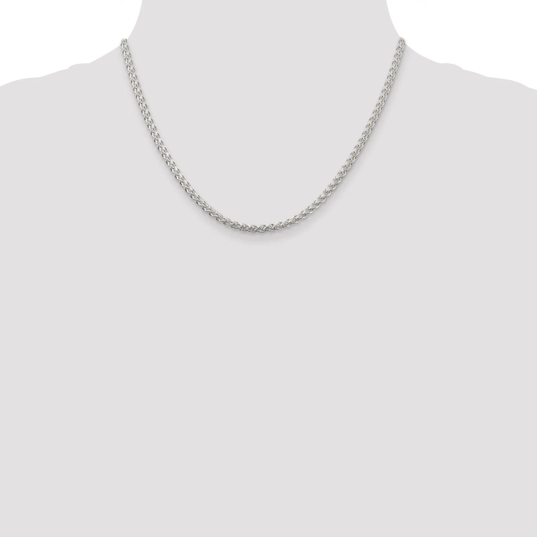 Silver Polished 3.00-mm Solid Round Spiga Chain