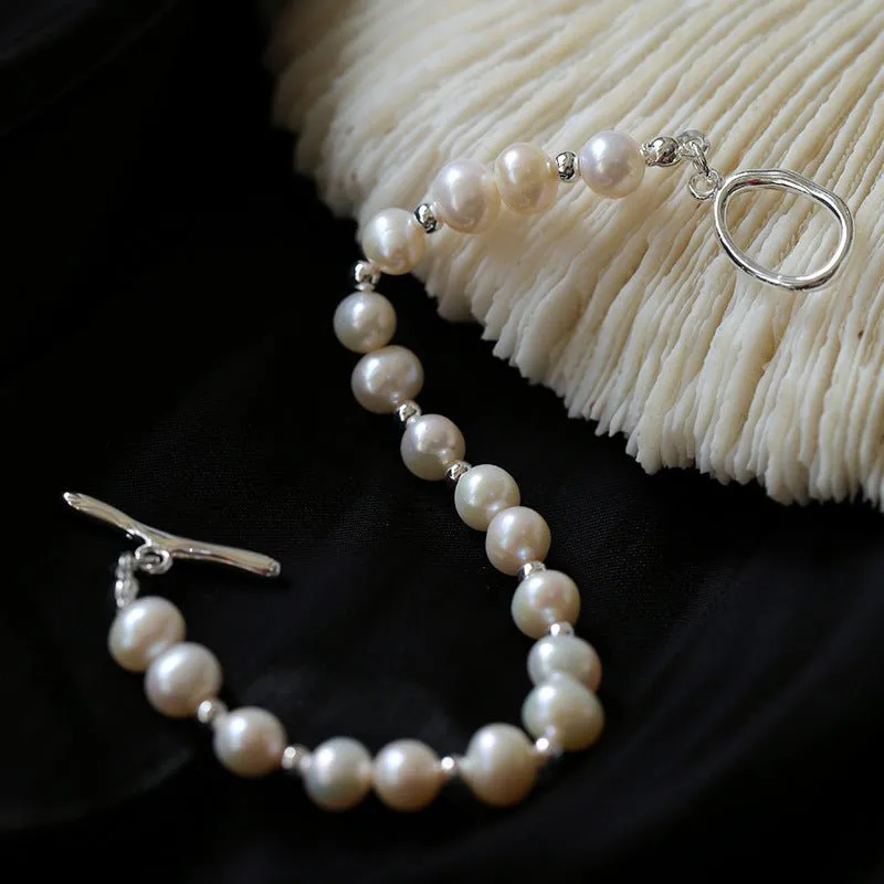 Simple Elegant Ot Pearl Silver Bracelet