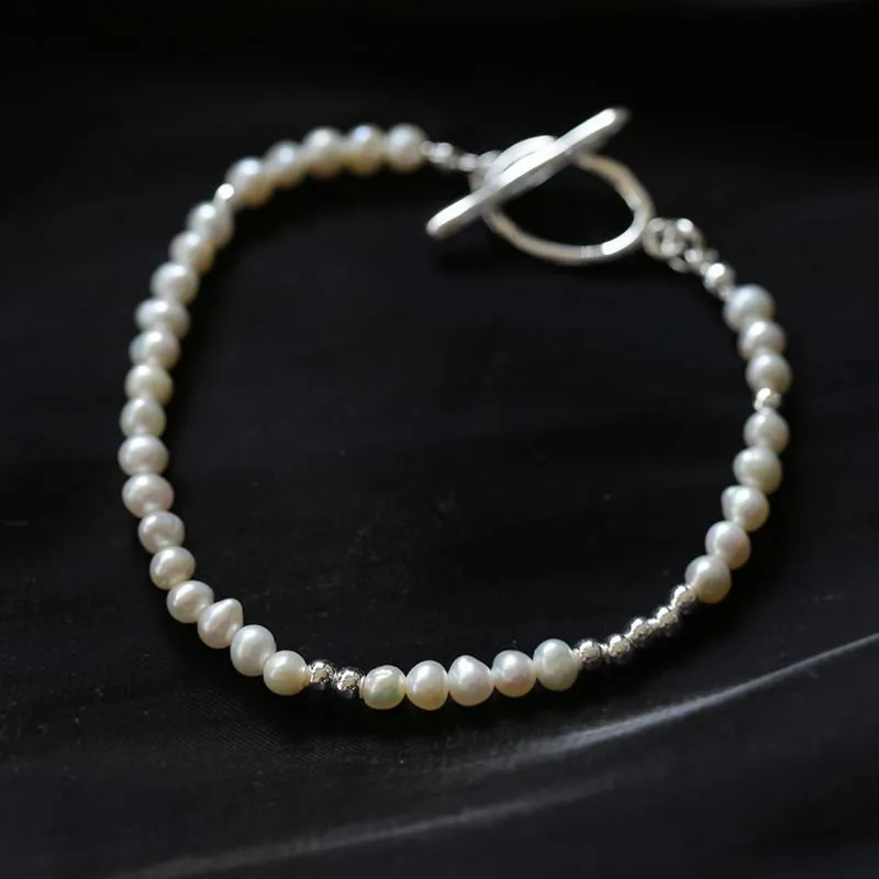 Simple Elegant Ot Pearl Silver Bracelet