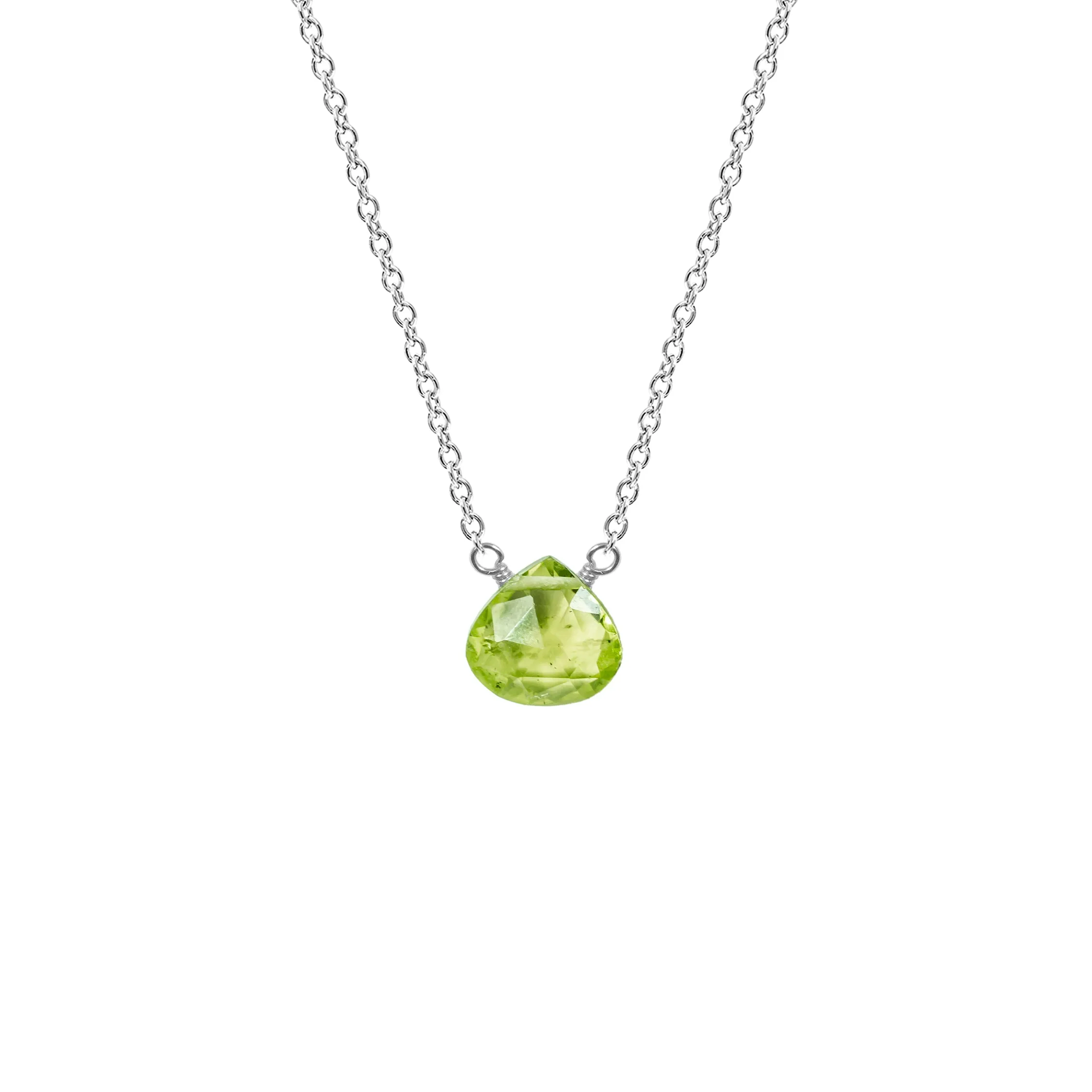 Single Drop Gemstone Necklace (Heart Shape)