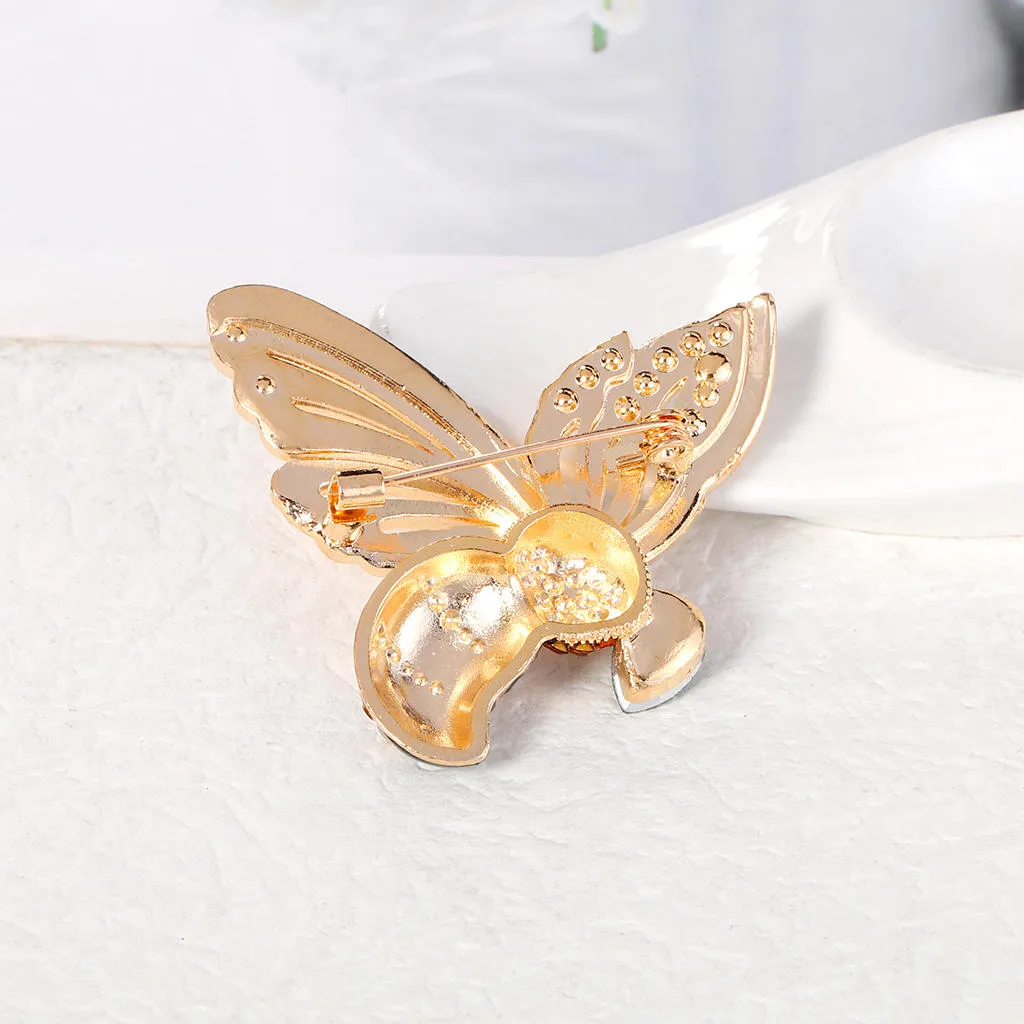 SISSLIA Insect Pearl Corsage Brooches Cardigan Suit Clothing Cute Rhinestone Bee Brooch For Women Accessories