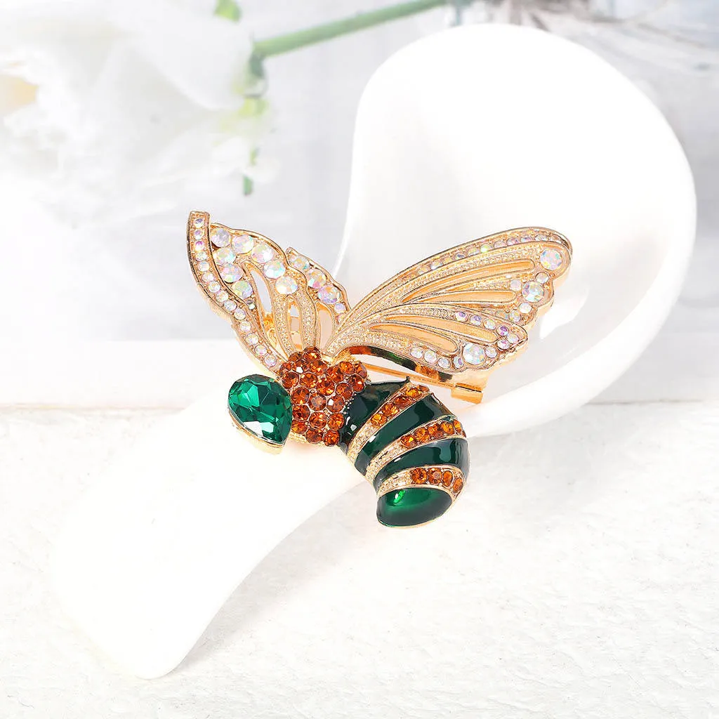 SISSLIA Insect Pearl Corsage Brooches Cardigan Suit Clothing Cute Rhinestone Bee Brooch For Women Accessories