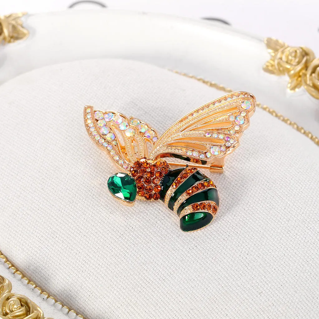 SISSLIA Insect Pearl Corsage Brooches Cardigan Suit Clothing Cute Rhinestone Bee Brooch For Women Accessories