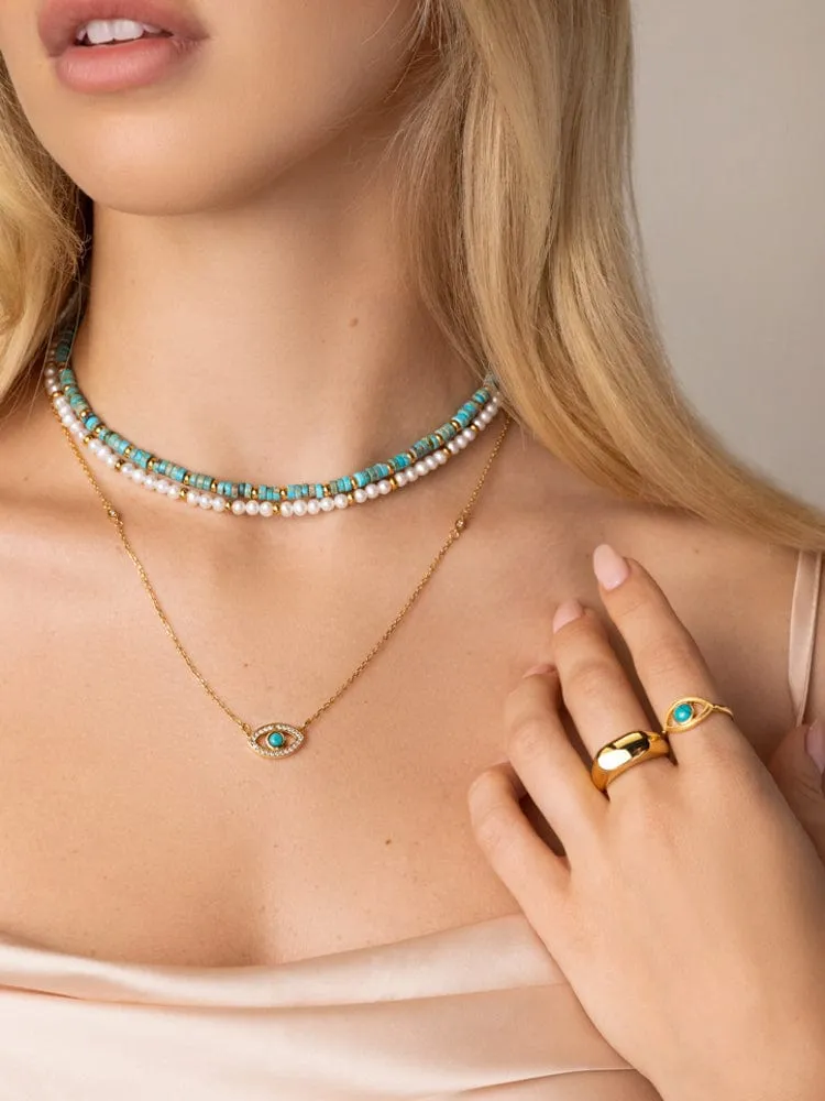 Skyfall Turquoise Evil Eye Ring