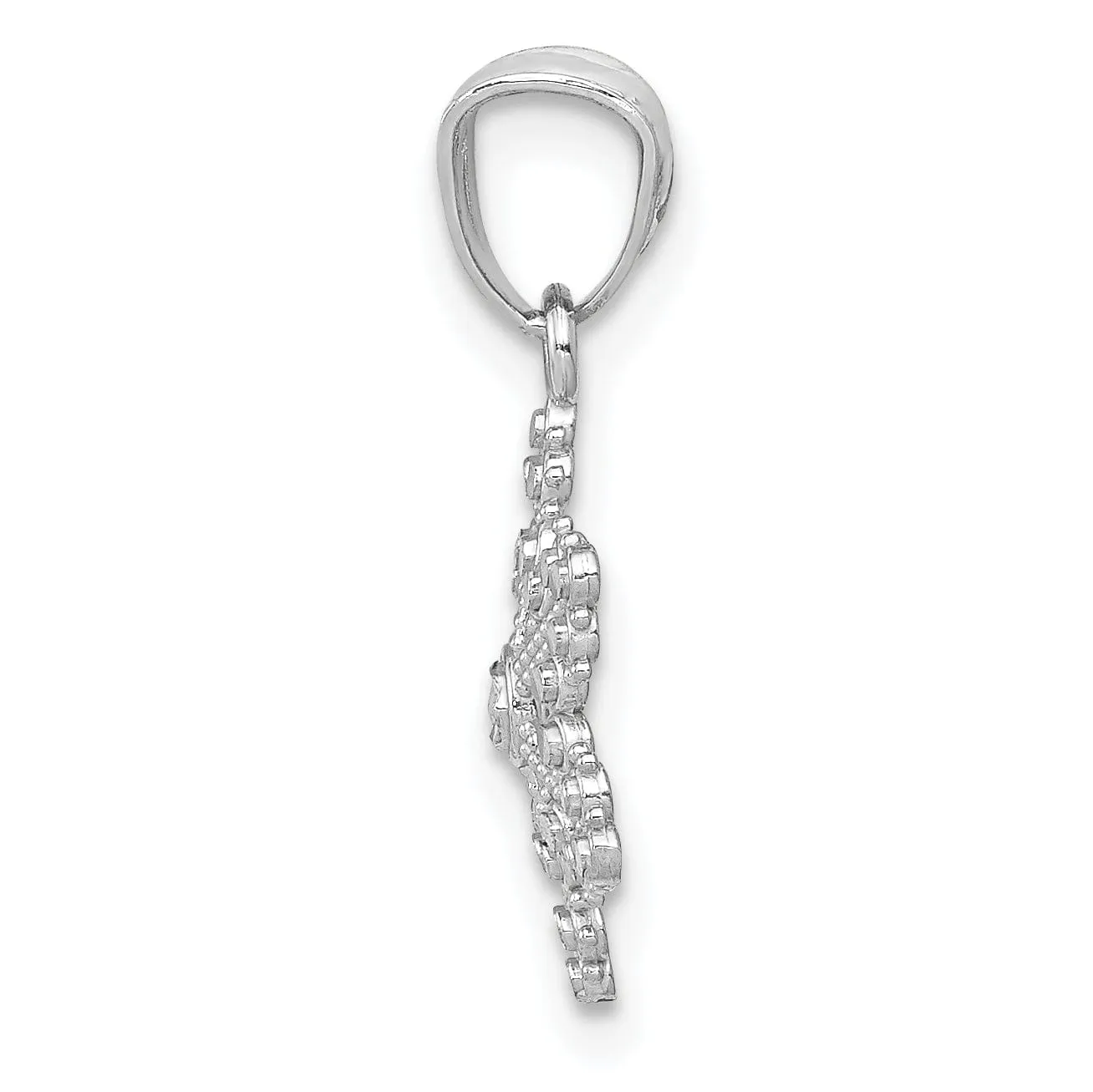 Solid 14k White Gold Snowflake Charm Pendant