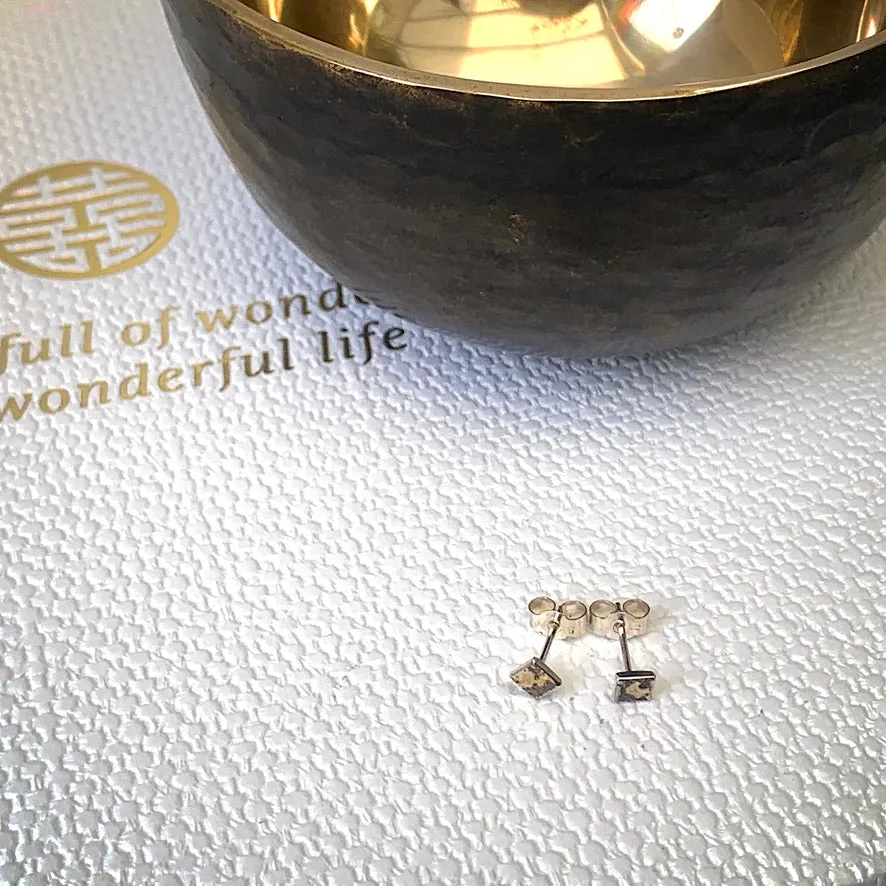 Solid sterling silver and gold tiny stud earrings
