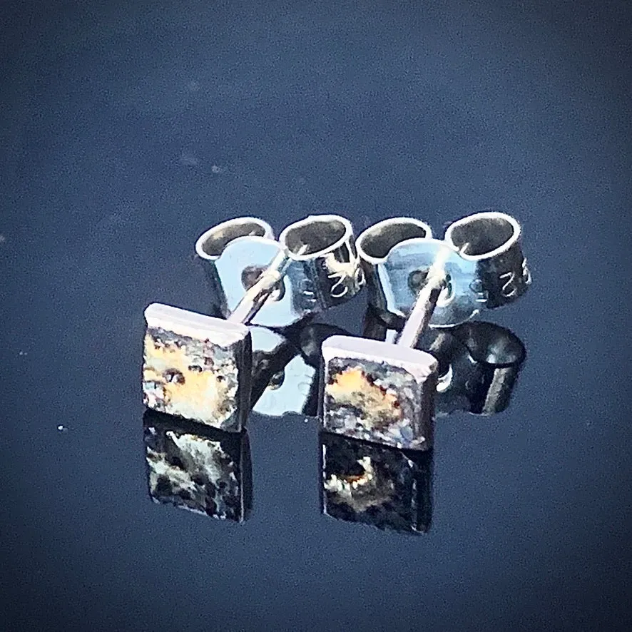 Solid sterling silver and gold tiny stud earrings