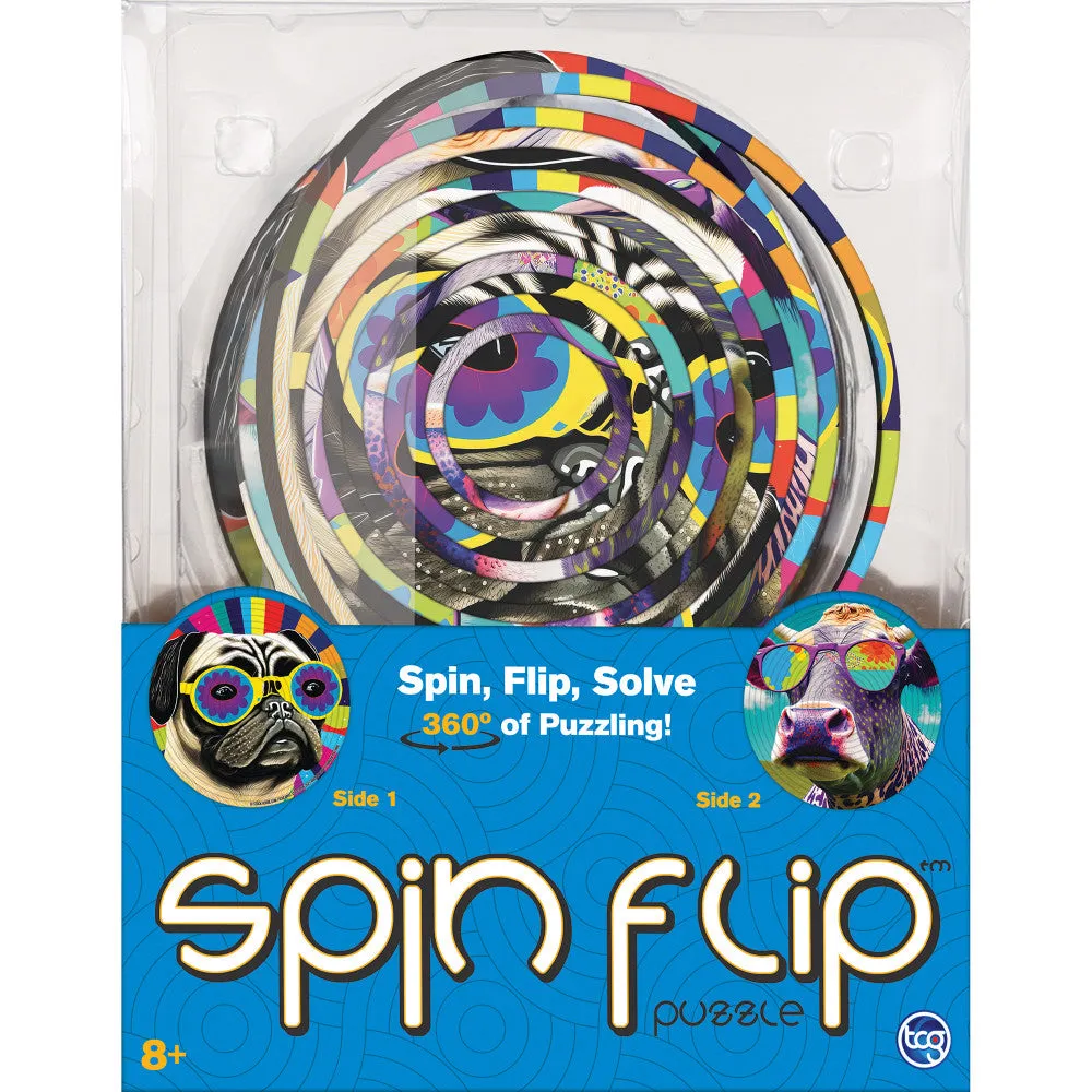 Spin Flip Double-Sided Puzzle - Hippy Dog & Cow, 14 Rings