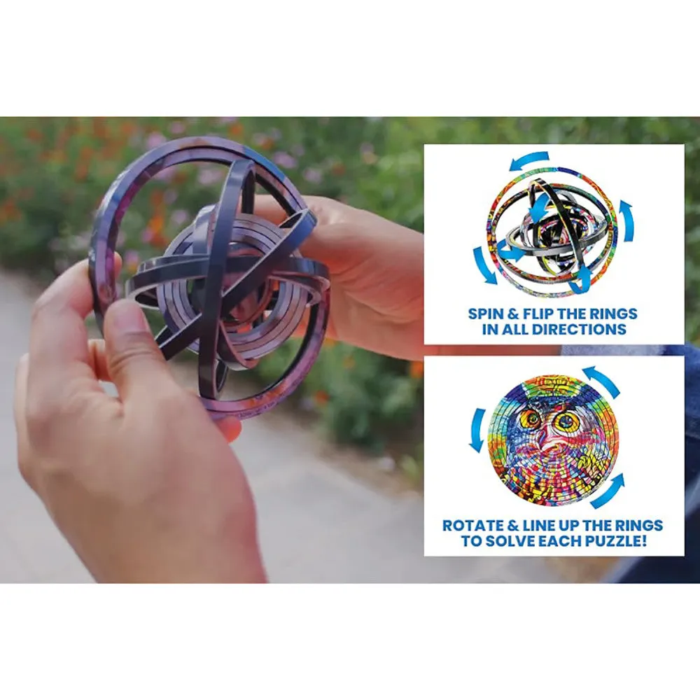Spin Flip Double-Sided Puzzle - Hippy Dog & Cow, 14 Rings