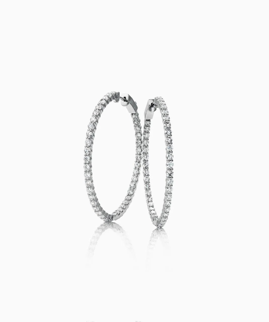 Statement Diamond Hoops, White Gold