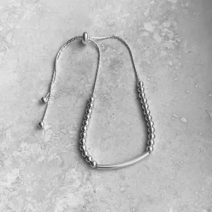 Sterling Silver Adjustable Beads and Bar  Bracelet, Silver Bracelet, Boho Bracelet, Bead Bracelet
