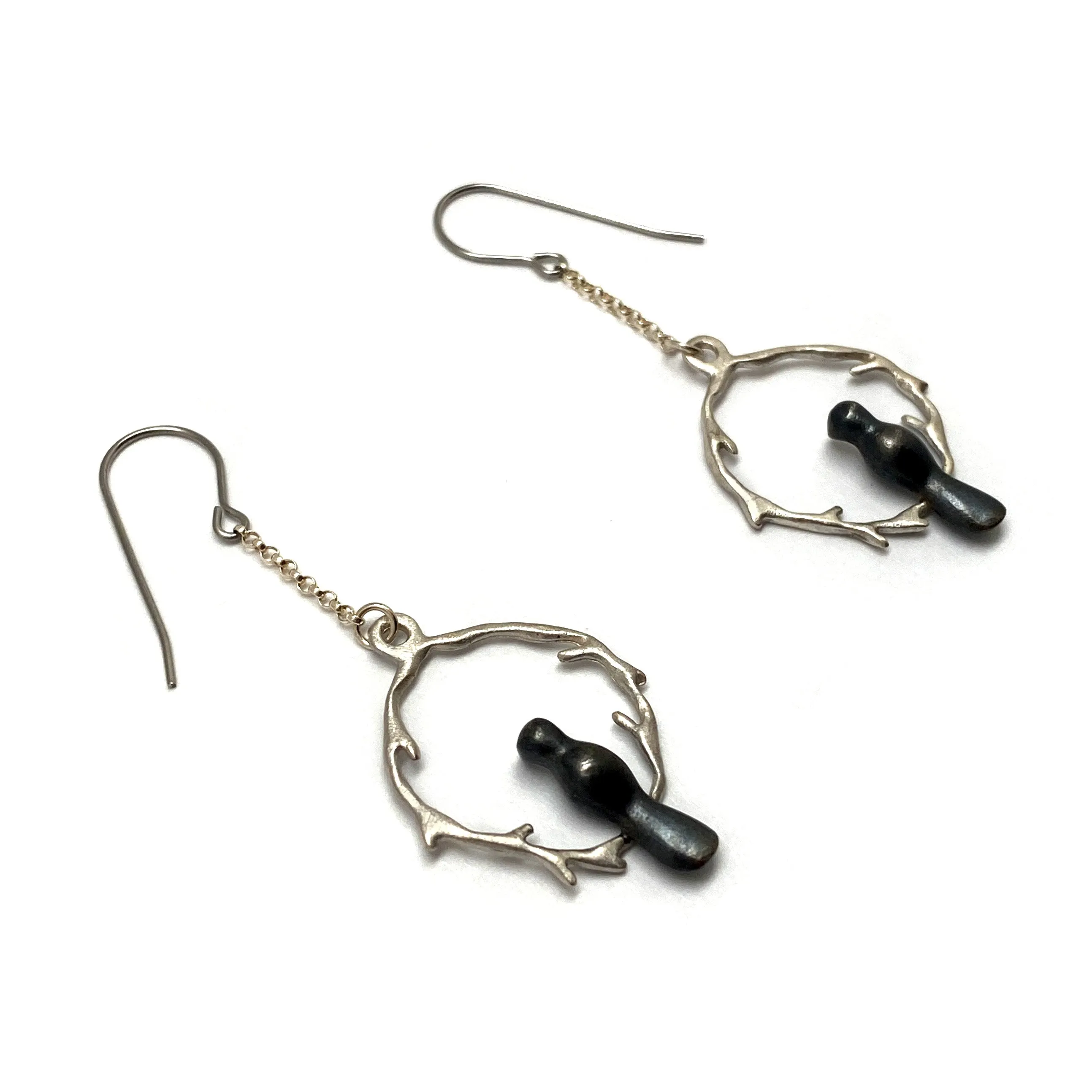 Sterling Silver Dangle Bird Earrings