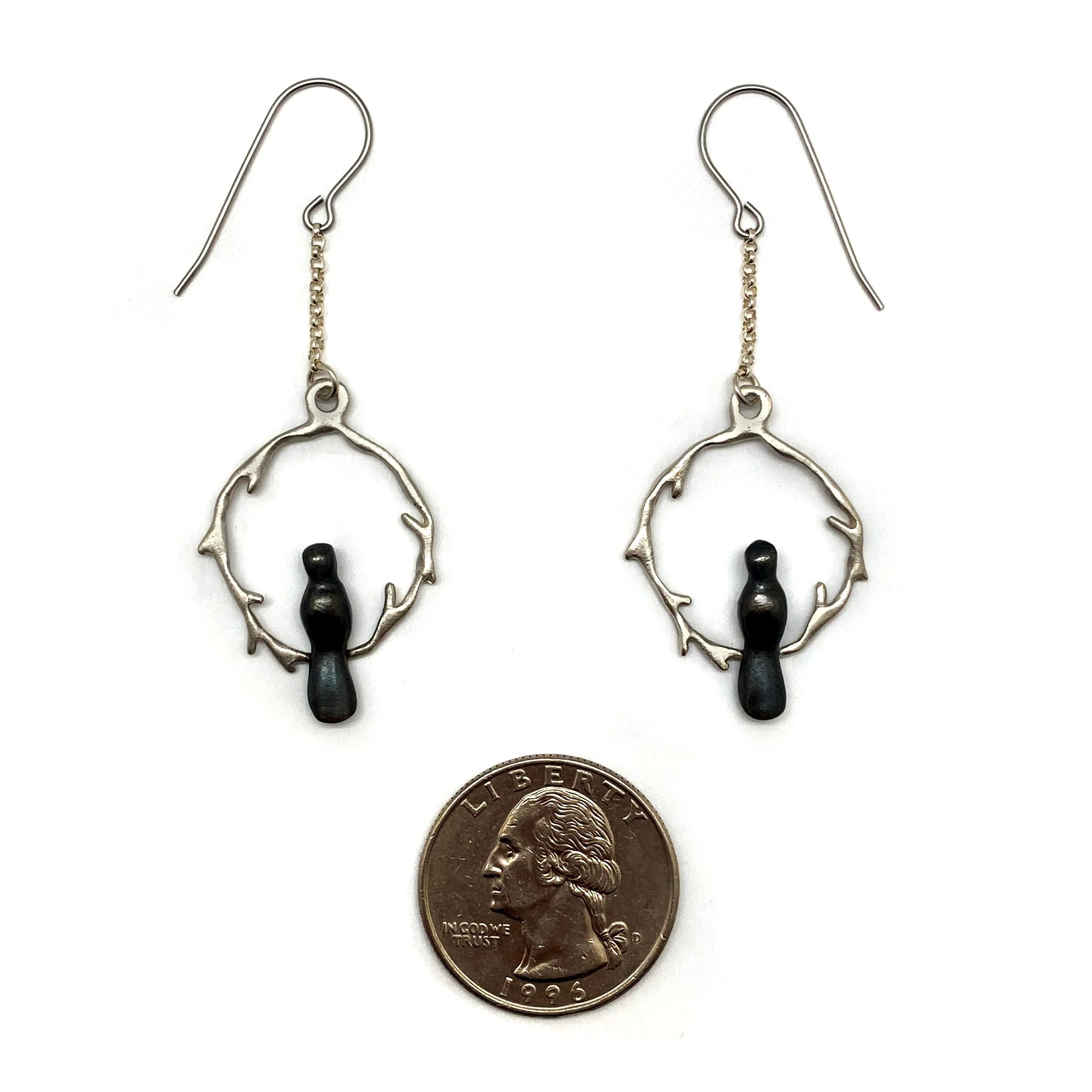 Sterling Silver Dangle Bird Earrings