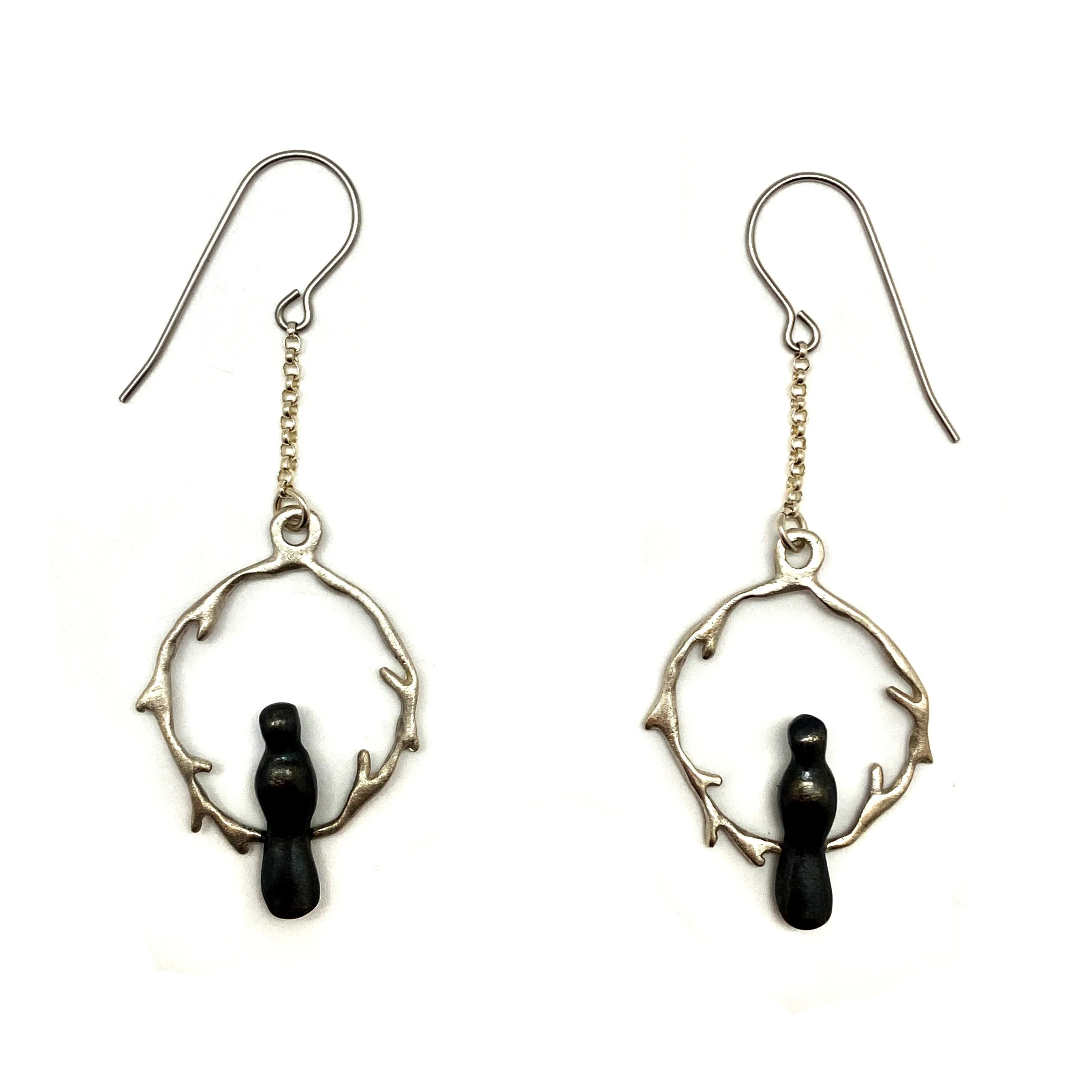 Sterling Silver Dangle Bird Earrings