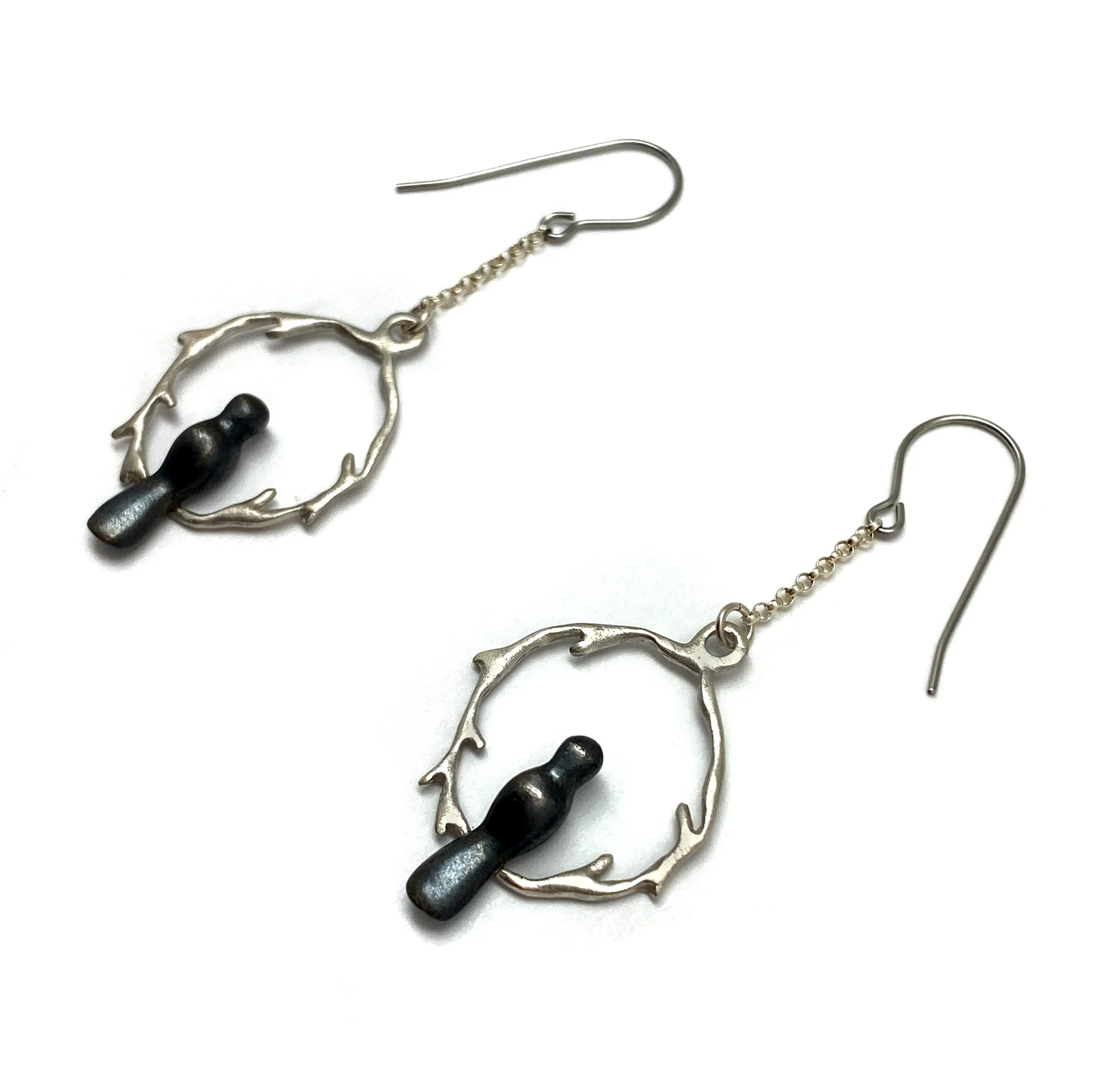 Sterling Silver Dangle Bird Earrings