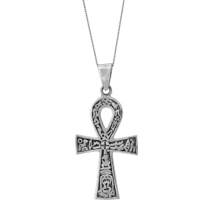 Sterling Silver Egyptian Ankh Cross Pendant Necklace