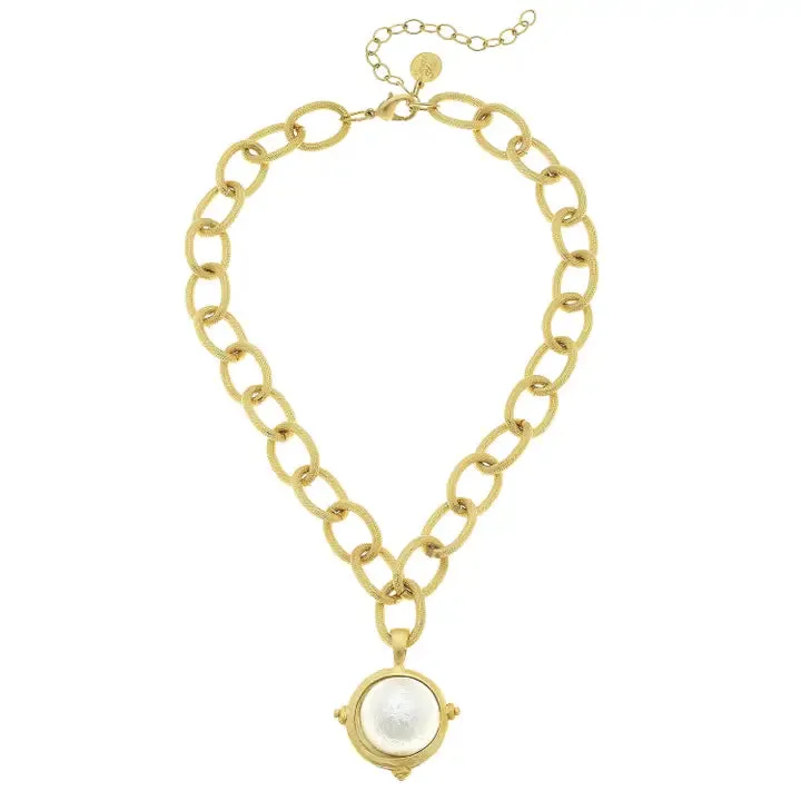 Susan Shaw Necklace - Cotton Pearl On Handcast Gold Chain