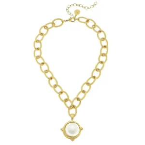 Susan Shaw Necklace - Cotton Pearl On Handcast Gold Chain