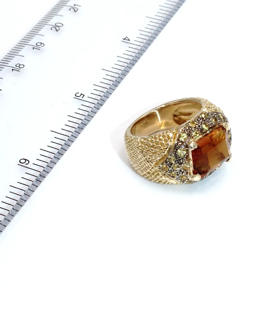 Topaz and Yellow Sapphire Ring in 14k Gold
