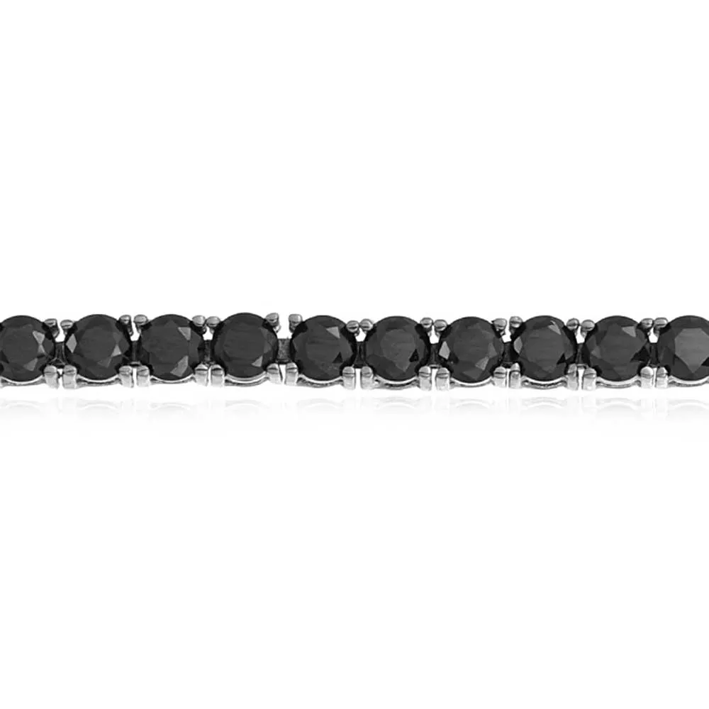 Traditional Bridal Jewelry 10 CT CZ Round Solitaire Tennis Bracelet Black Silver 7"