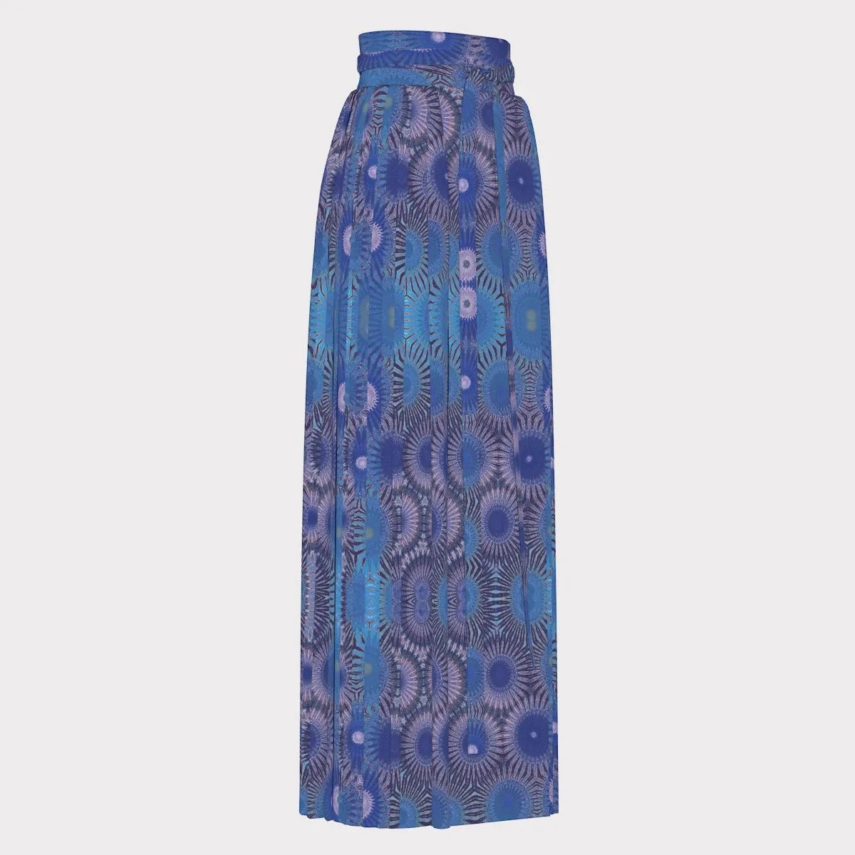 Traditional Chinese Pleated Skirt Blue Abstract