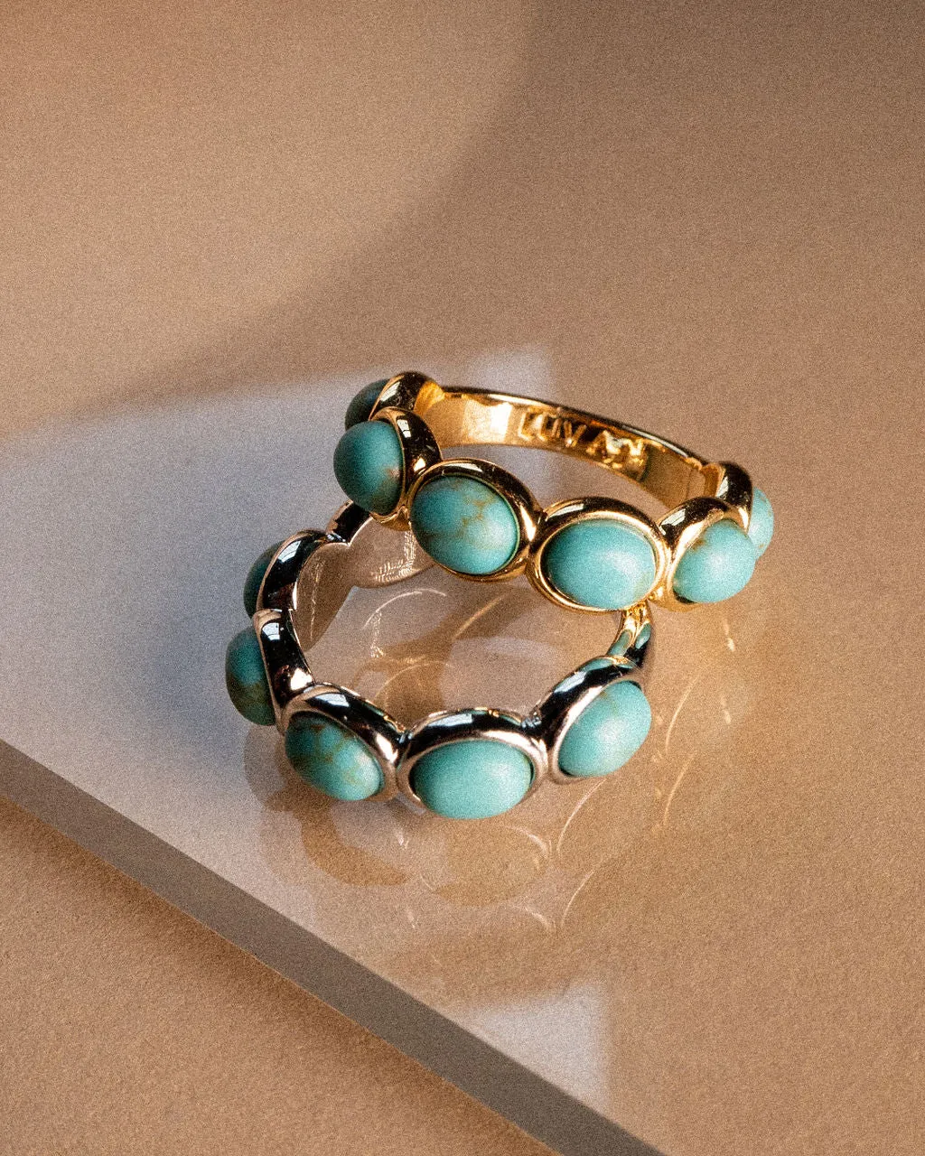 Turquoise Stone Ring- Gold