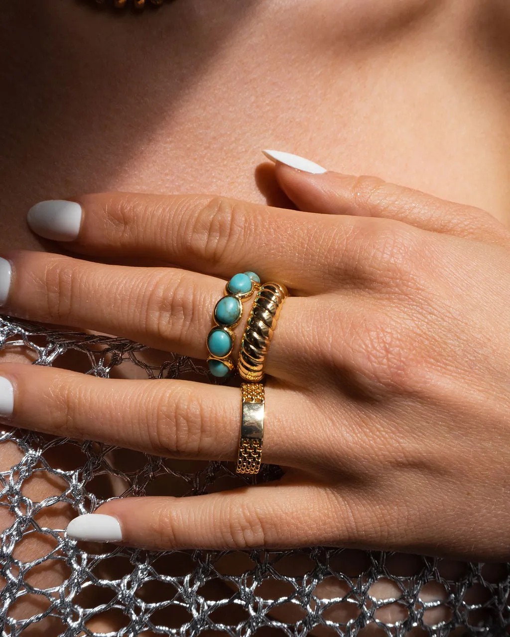 Turquoise Stone Ring- Gold
