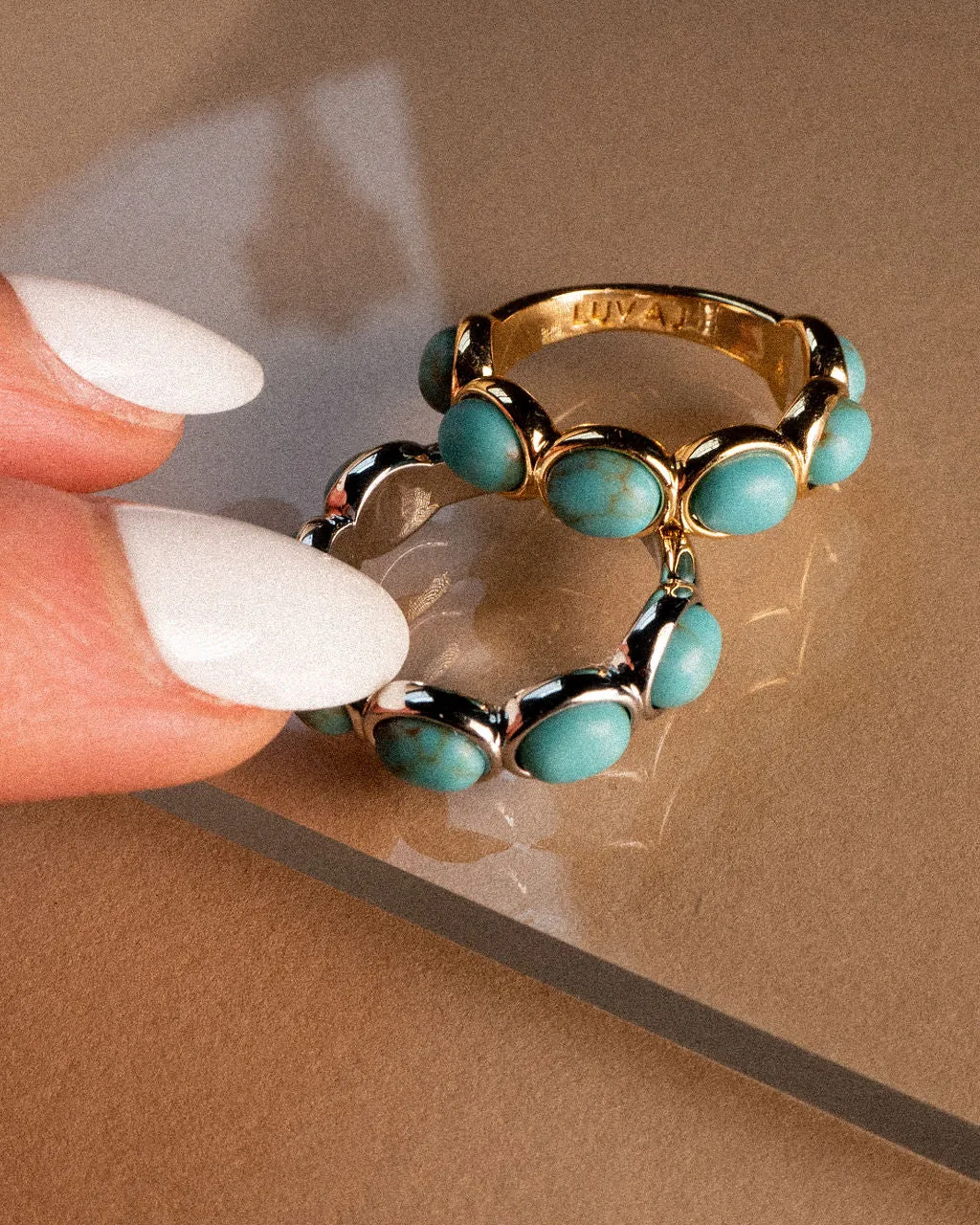 Turquoise Stone Ring- Gold