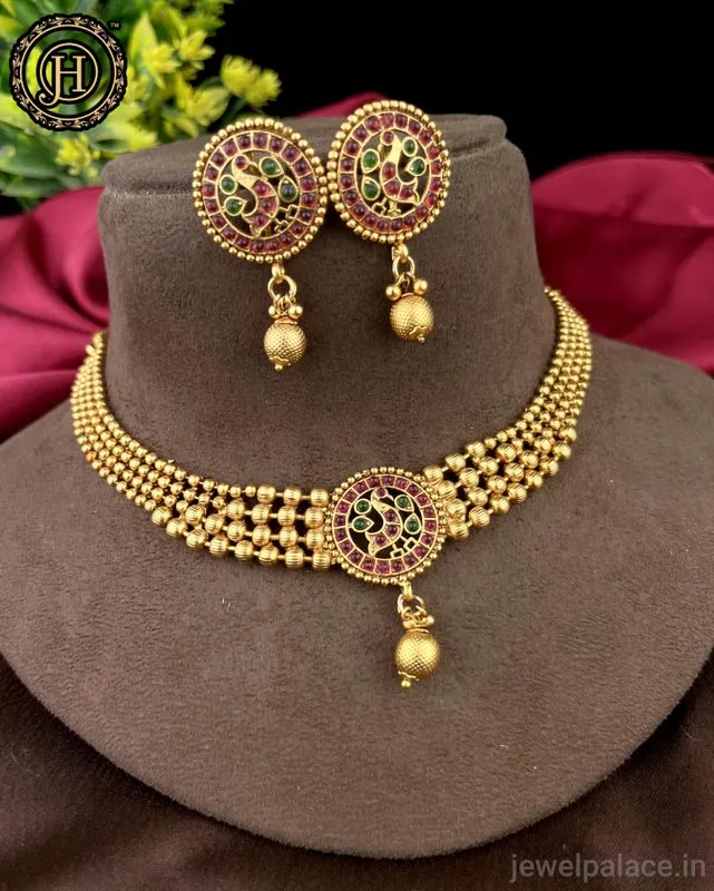 Unique Gold Plated Kemp Stone Necklace JH3557