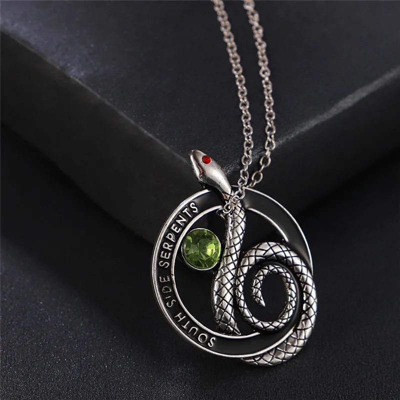 Unique Green Crystal Snake Necklace