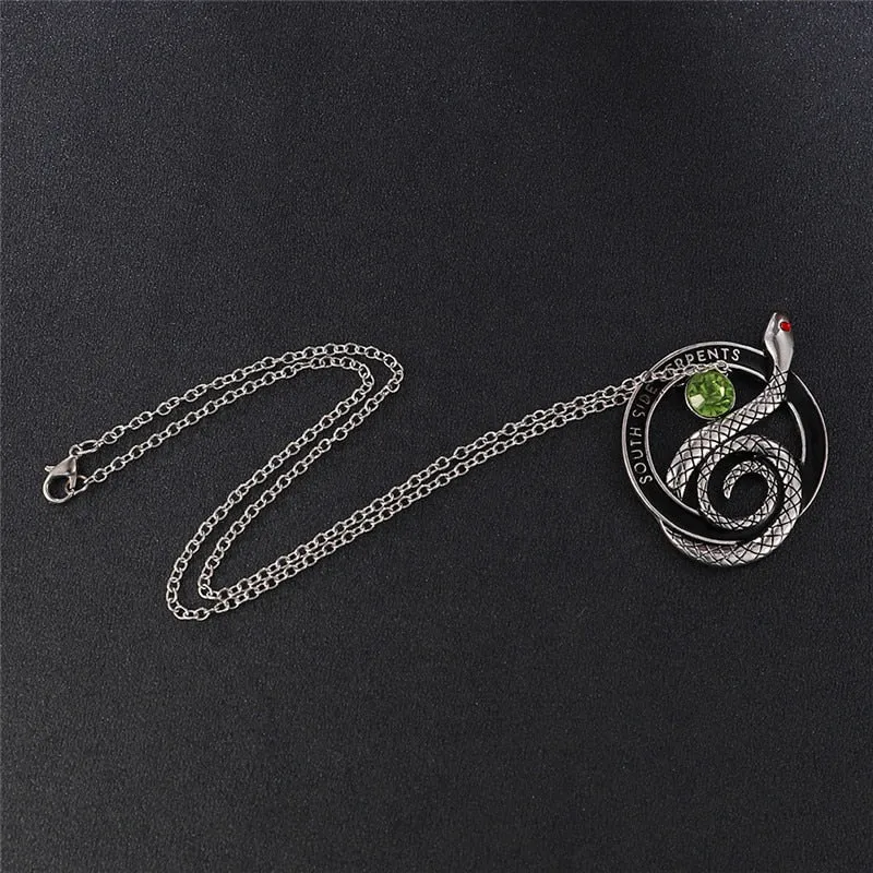 Unique Green Crystal Snake Necklace
