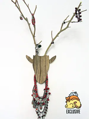 Unique jewelry hanger - Deer head with antlers made from branches