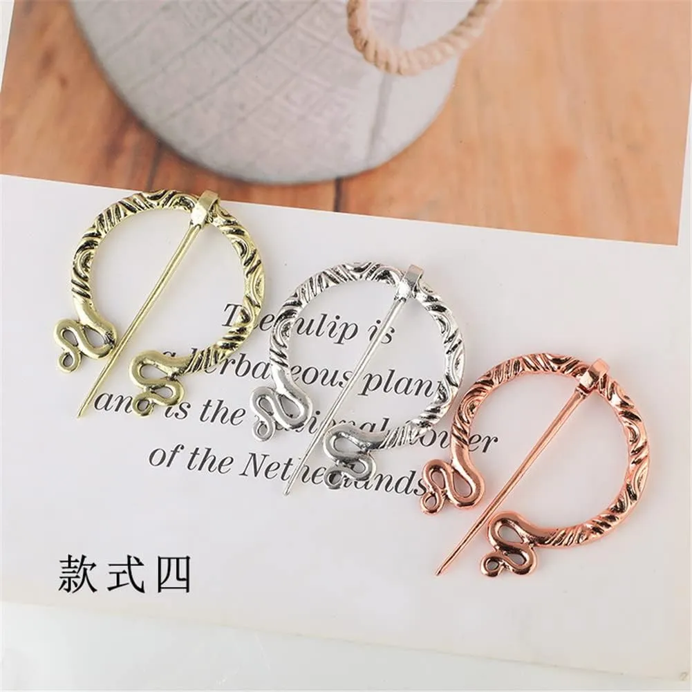 Unique Medieval Cloak Shawl Brooches Pins Personalized Viking Bar Horn Badges Pins Geometric Penannular Broaches for Women Buckle Cape Clasp Pin