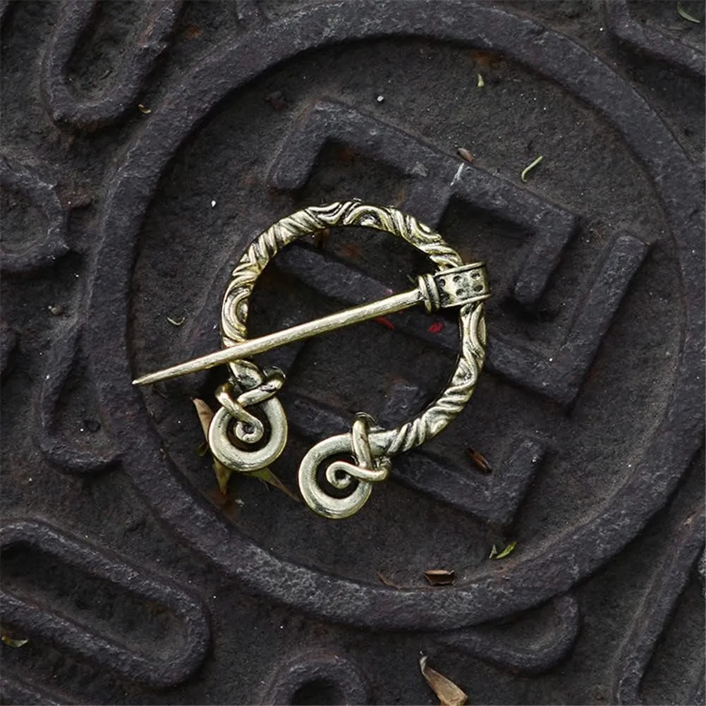 Unique Medieval Cloak Shawl Brooches Pins Personalized Viking Bar Horn Badges Pins Geometric Penannular Broaches for Women Buckle Cape Clasp Pin