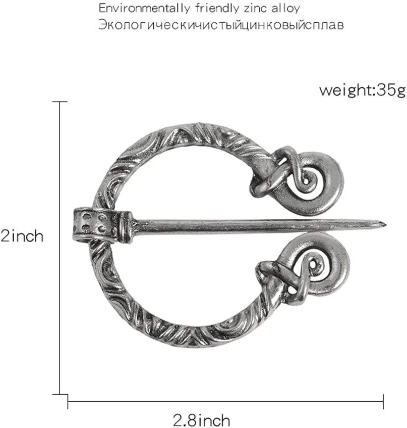 Unique Medieval Cloak Shawl Brooches Pins Personalized Viking Bar Horn Badges Pins Geometric Penannular Broaches for Women Buckle Cape Clasp Pin