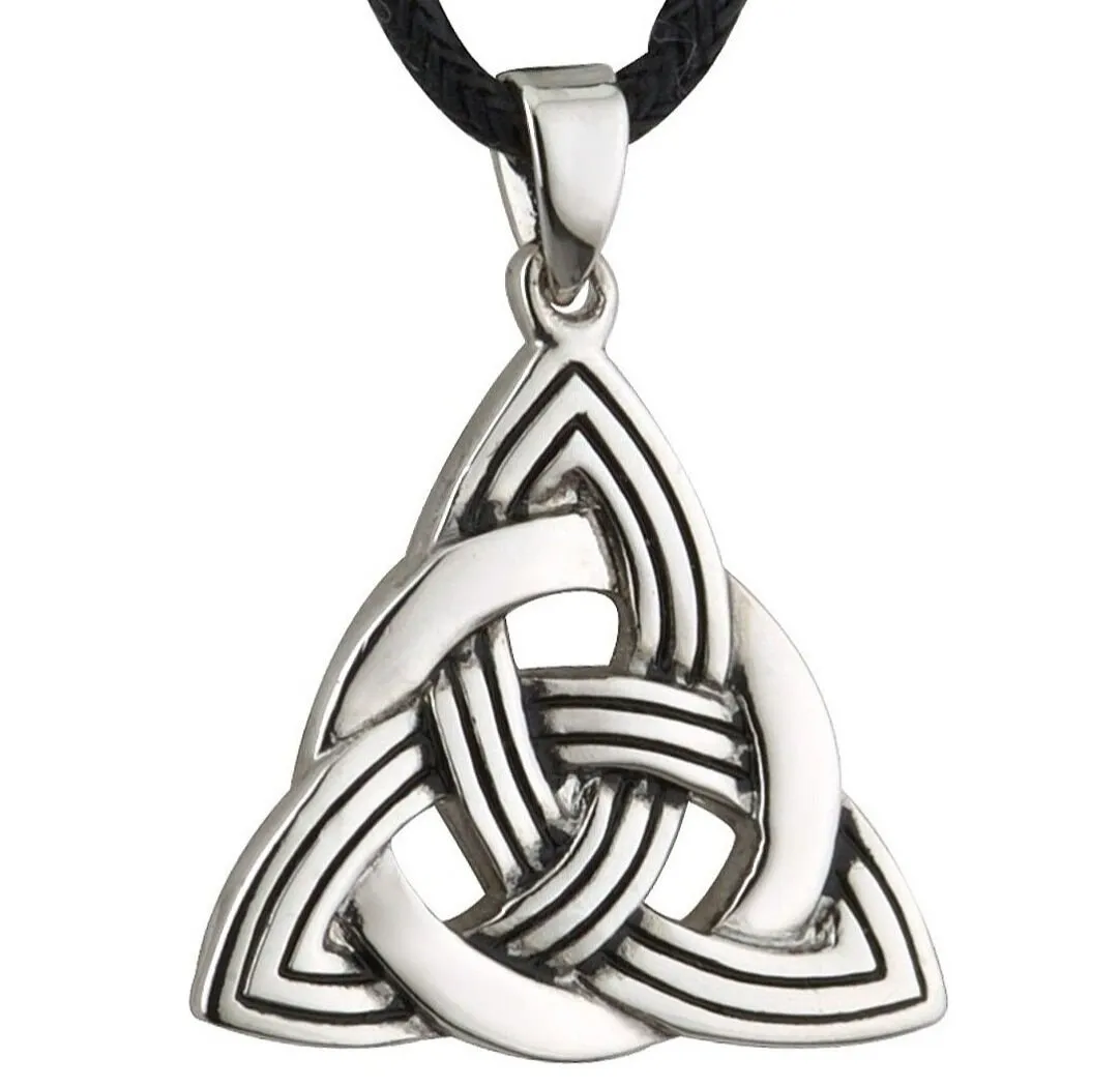 Unique Pewter Style Celtic Trinity Knot Designed necklace On Cord