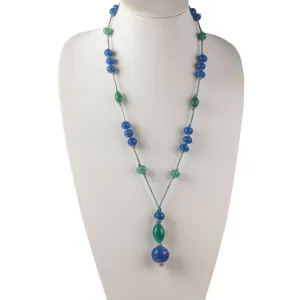 Vintage Chinese Art Deco Peking glass bead sautoir necklace. nlbd2200