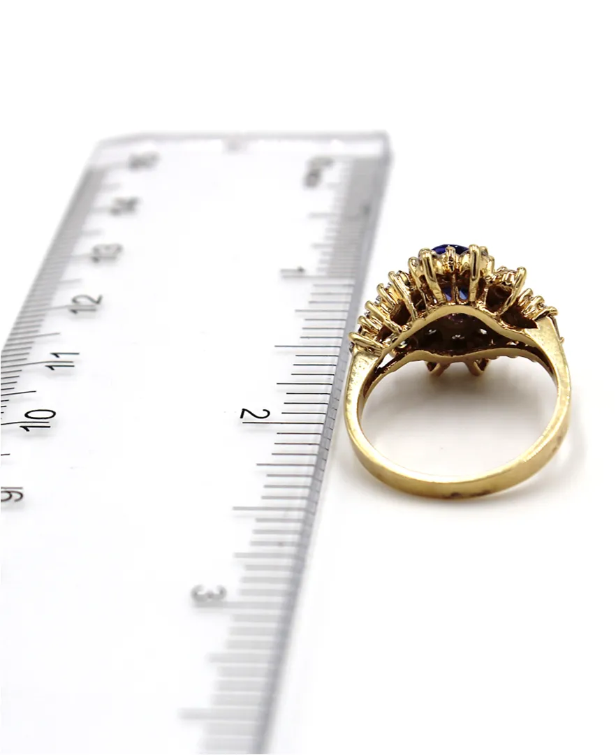 Vintage Tanzanite Ring with Diamonds Set in 14K Gold