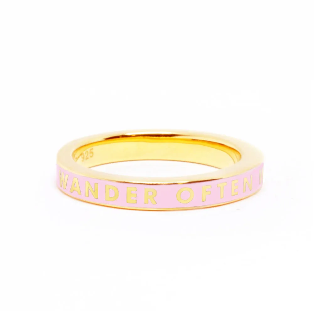 Wander Often Ring, Pink Enamel, Gold