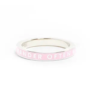 Wander Often Ring, Pink Enamel, Silver