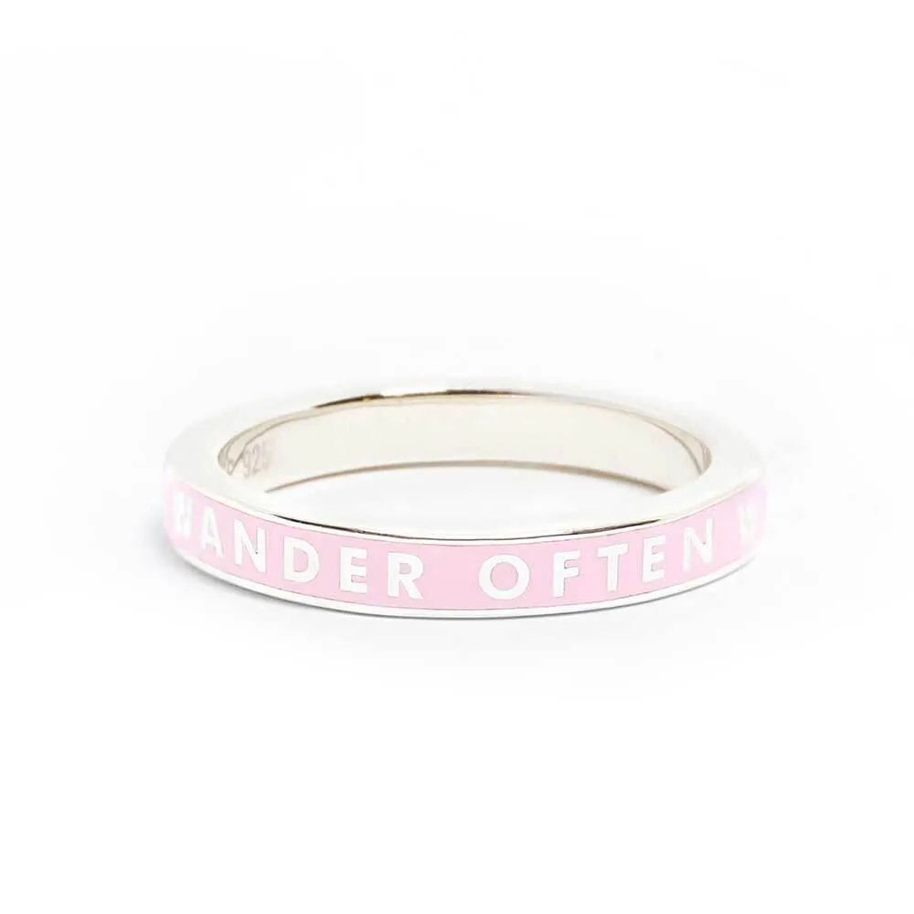 Wander Often Ring, Pink Enamel, Silver