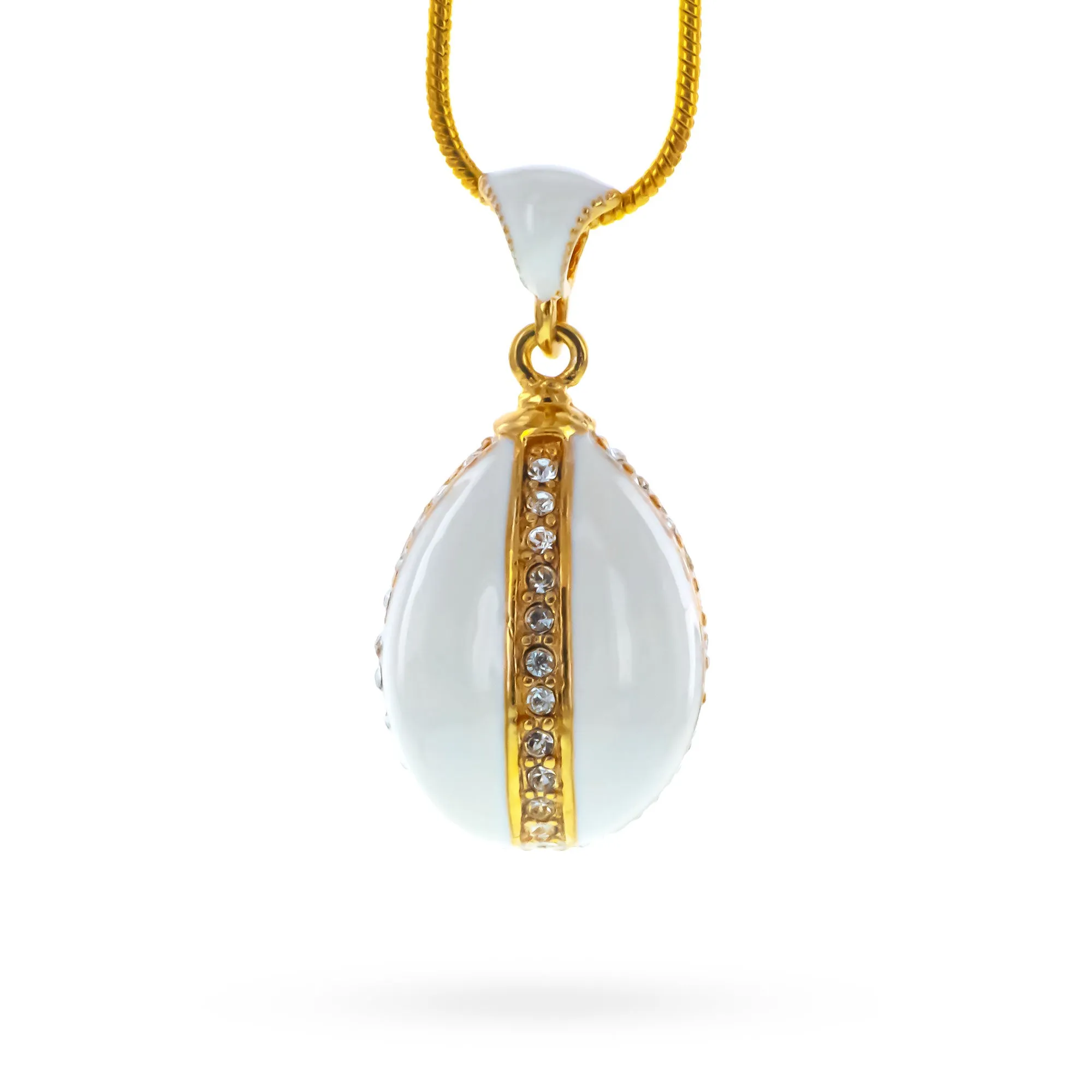 White Enamel Royal Egg Pendant Necklace