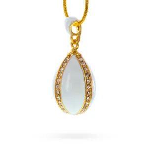 White Enamel Royal Egg Pendant Necklace