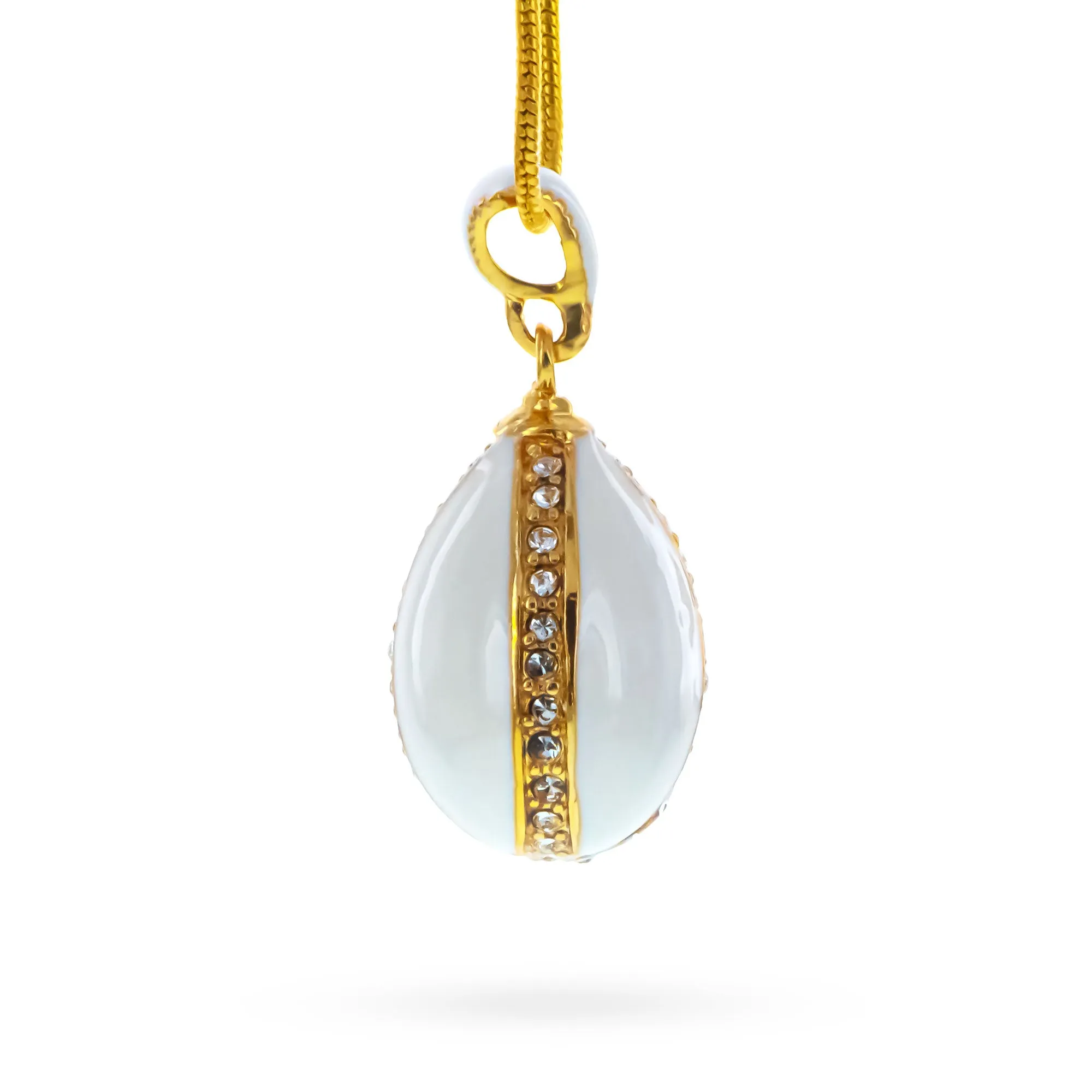 White Enamel Royal Egg Pendant Necklace